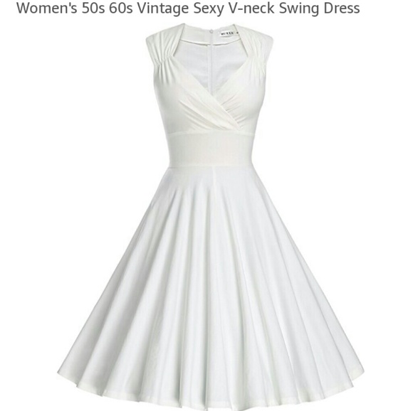 white 50s swing dress